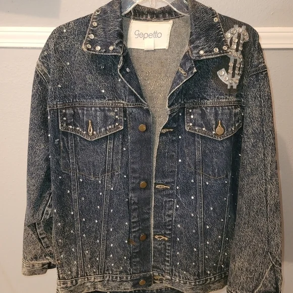 DENIM Vintage Hand painted  Jacket - Picture 3 of 14